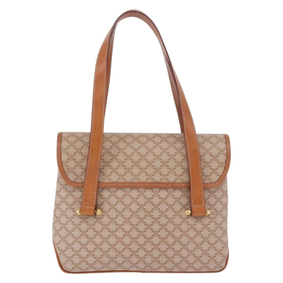 CELINE Macadam Canvas Tote Bag PVC Beige Gold Auth 188484A
