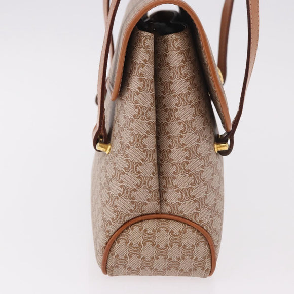 CELINE Macadam Canvas Tote Bag PVC Beige Gold Auth 188484A