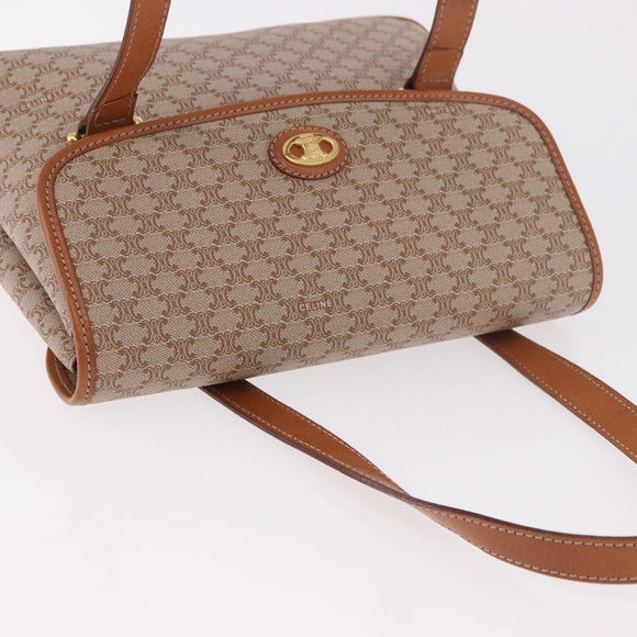 CELINE Macadam Canvas Tote Bag PVC Beige Gold Auth 188484A