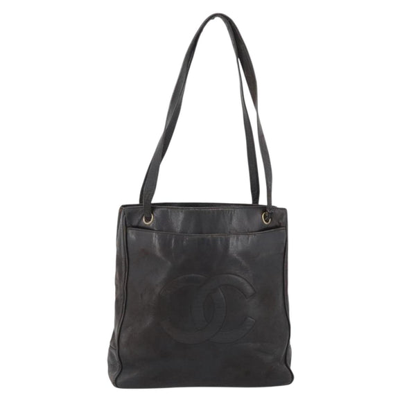 CHANEL Shoulder Bag Leather Brown Gold CC Auth 188488