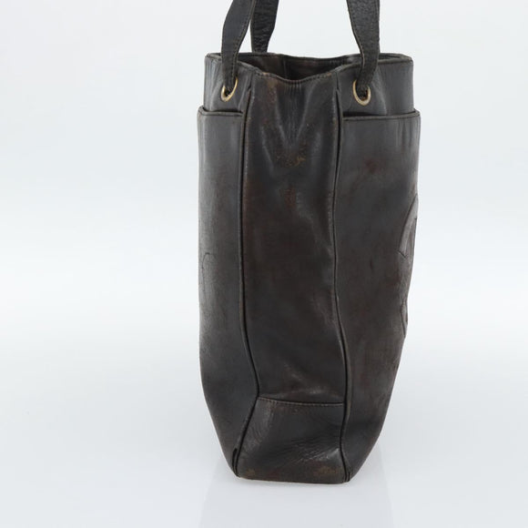 CHANEL Shoulder Bag Leather Brown Gold CC Auth 188488