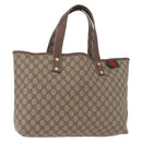 GUCCI GG Supreme Web Sherry Line Tote Bag PVC Beige Gold 211134 Auth 188490-1