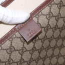GUCCI GG Supreme Web Sherry Line Tote Bag PVC Beige Gold 211134 Auth 188490-16
