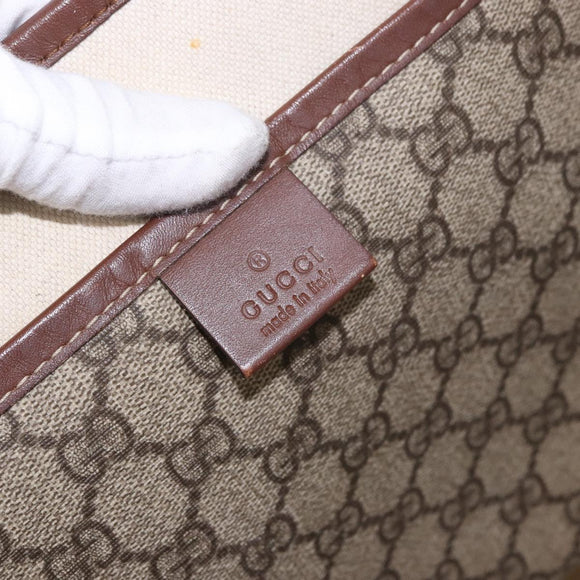 GUCCI GG Supreme Web Sherry Line Tote Bag PVC Beige Gold 211134 Auth 188490