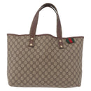 GUCCI GG Supreme Web Sherry Line Tote Bag PVC Beige Gold 211134 Auth 188490-2