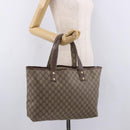 GUCCI GG Supreme Web Sherry Line Tote Bag PVC Beige Gold 211134 Auth 188490-22