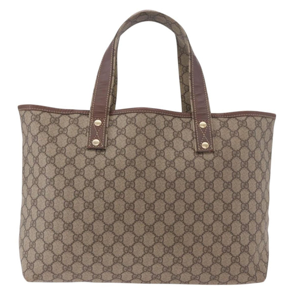 GUCCI GG Supreme Web Sherry Line Tote Bag PVC Beige Gold 211134 Auth 188490