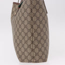 GUCCI GG Supreme Web Sherry Line Tote Bag PVC Beige Gold 211134 Auth 188490-4