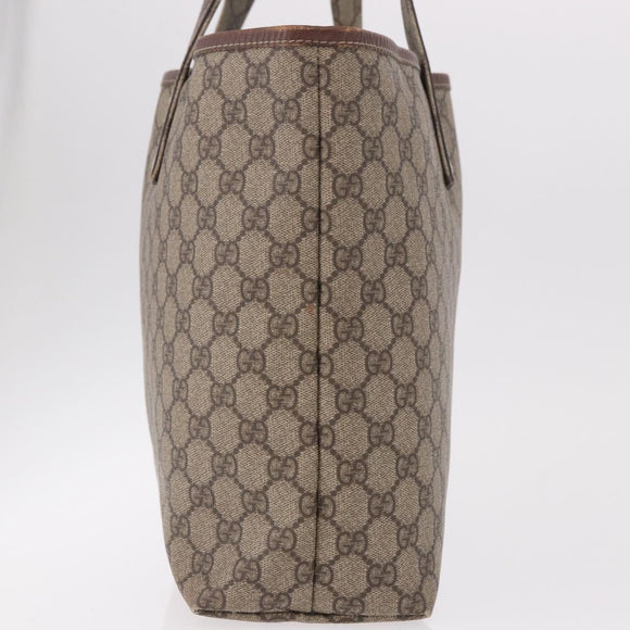 GUCCI GG Supreme Web Sherry Line Tote Bag PVC Beige Gold 211134 Auth 188490