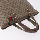 GUCCI GG Supreme Web Sherry Line Tote Bag PVC Beige Gold 211134 Auth 188490-8