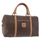 CELINE Macadam Canvas Boston Bag PVC Leather Brown Gold Auth 188493-1