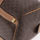 CELINE Macadam Canvas Boston Bag PVC Leather Brown Gold Auth 188493-16