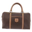CELINE Macadam Canvas Boston Bag PVC Leather Brown Gold Auth 188493-13