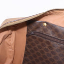 CELINE Macadam Canvas Boston Bag PVC Leather Brown Gold Auth 188493-22