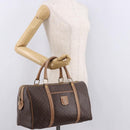 CELINE Macadam Canvas Boston Bag PVC Leather Brown Gold Auth 188493-24