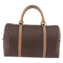 CELINE Macadam Canvas Boston Bag PVC Leather Brown Gold Auth 188493-2