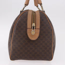 CELINE Macadam Canvas Boston Bag PVC Leather Brown Gold Auth 188493-5