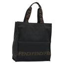 FENDI Hand Bag Canvas Black Gold Auth 188494A-1