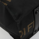 FENDI Hand Bag Canvas Black Gold Auth 188494A-11