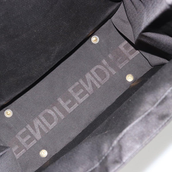 FENDI Hand Bag Canvas Black Gold Auth 188494A