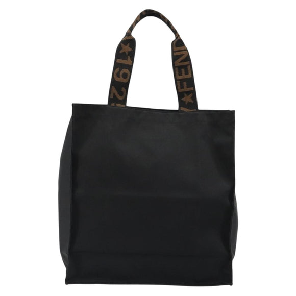 FENDI Hand Bag Canvas Black Gold Auth 188494A