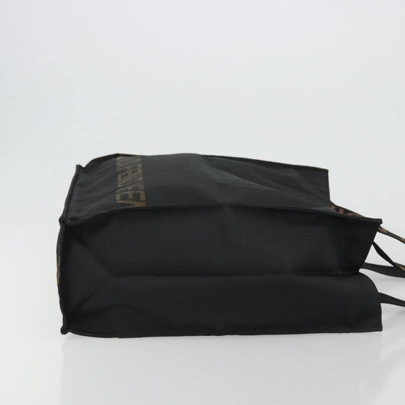 FENDI Hand Bag Canvas Black Gold Auth 188494A