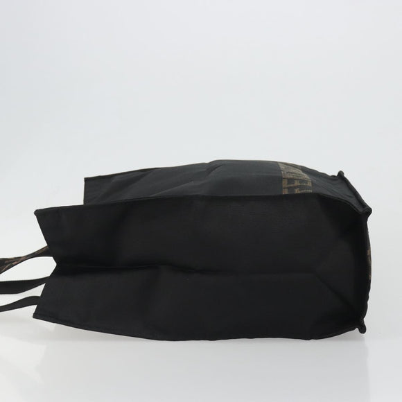 FENDI Hand Bag Canvas Black Gold Auth 188494A