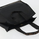 FENDI Hand Bag Canvas Black Gold Auth 188494A-6
