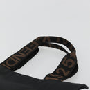 FENDI Hand Bag Canvas Black Gold Auth 188494A-8