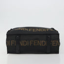 FENDI Hand Bag Canvas Black Gold Auth 188494A-9