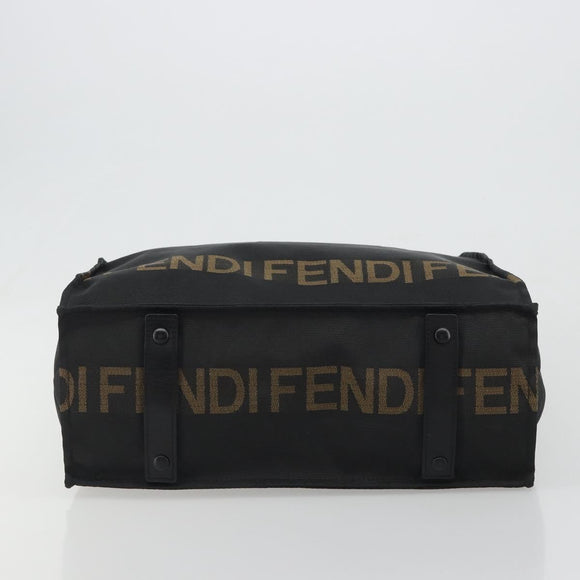 FENDI Hand Bag Canvas Black Gold Auth 188494A