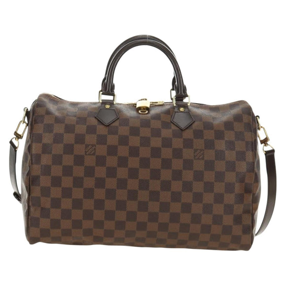 LOUIS VUITTON Damier Ebene Speedy Bandouliere 35 Hand Bag N41366 Auth 188496SAV