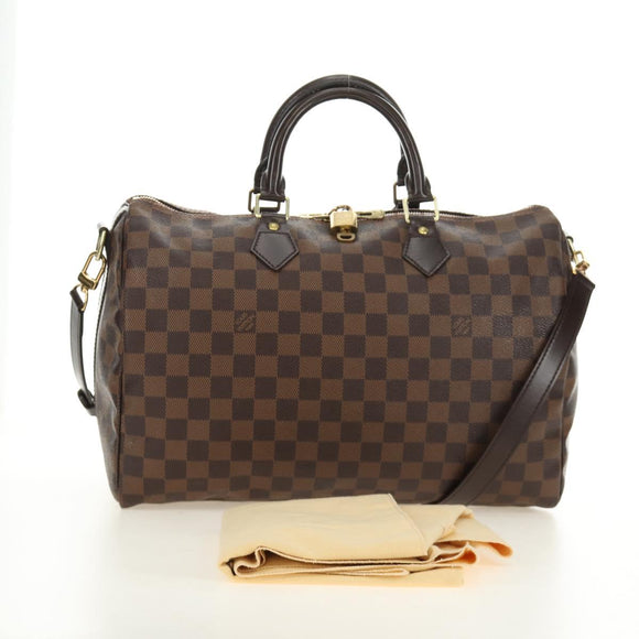 LOUIS VUITTON Damier Ebene Speedy Bandouliere 35 Hand Bag N41366 Auth 188496SAV