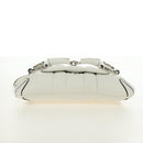 GUCCI Horsebit Shoulder Bag Leather White Silver Auth 188497SAM-11