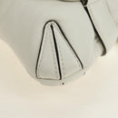 GUCCI Horsebit Shoulder Bag Leather White Silver Auth 188497SAM-13