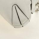 GUCCI Horsebit Shoulder Bag Leather White Silver Auth 188497SAM-15