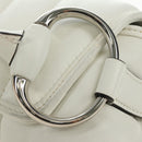 GUCCI Horsebit Shoulder Bag Leather White Silver Auth 188497SAM-16