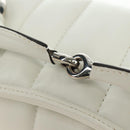 GUCCI Horsebit Shoulder Bag Leather White Silver Auth 188497SAM-17
