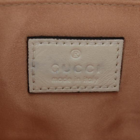 GUCCI Horsebit Shoulder Bag Leather White Silver Auth 188497SAM