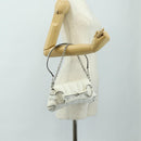 GUCCI Horsebit Shoulder Bag Leather White Silver Auth 188497SAM-26