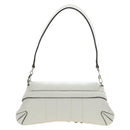 GUCCI Horsebit Shoulder Bag Leather White Silver Auth 188497SAM-3