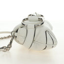 GUCCI Horsebit Shoulder Bag Leather White Silver Auth 188497SAM-4