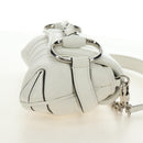 GUCCI Horsebit Shoulder Bag Leather White Silver Auth 188497SAM-5