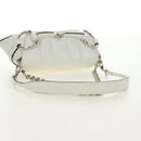 GUCCI Horsebit Shoulder Bag Leather White Silver Auth 188497SAM-7