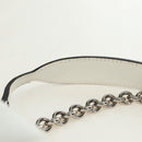 GUCCI Horsebit Shoulder Bag Leather White Silver Auth 188497SAM-9