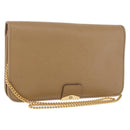 Christian Dior Chain Shoulder Bag Leather Beige Gold Auth 188501-1
