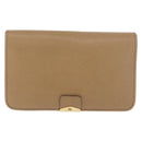 Christian Dior Chain Shoulder Bag Leather Beige Gold Auth 188501-13