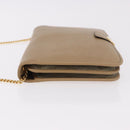 Christian Dior Chain Shoulder Bag Leather Beige Gold Auth 188501-4
