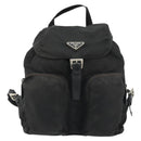 PRADA Backpack Nylon Black Silver Auth 188504-13