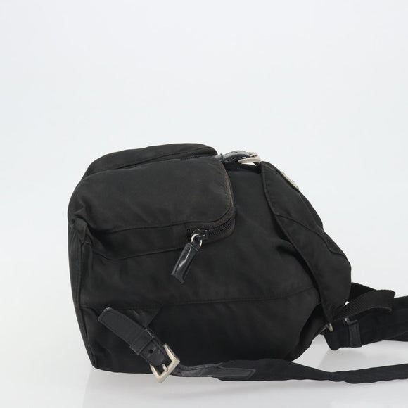 PRADA Backpack Nylon Black Silver Auth 188504